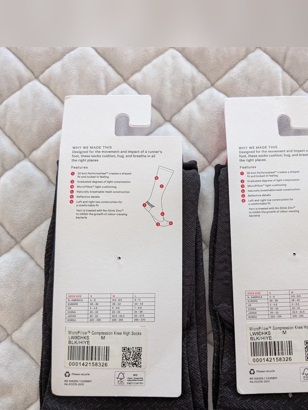 NWT 2 pairs, Lululemon MicroPillow Compression Socks, Knee High, Size Medium - Picture 3 of 5